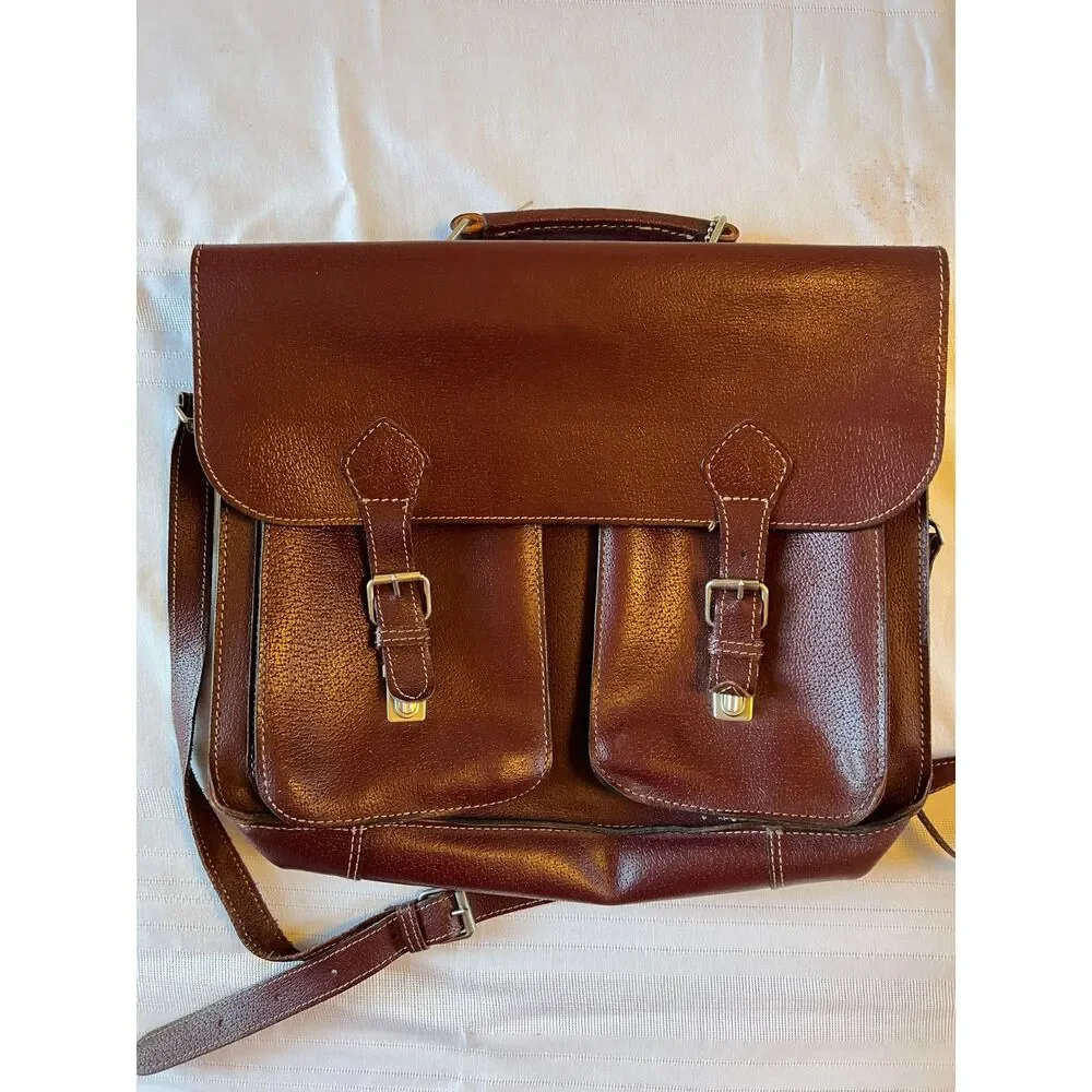 Tivoli Corp Large Universal Leather Vtg Crossbody Briefcase/Messenger/Laptop Bag